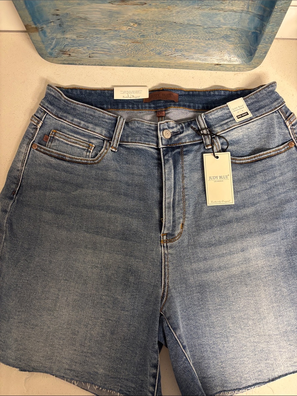 Judy Blue Faded Light Blue High-Rise Denim Shorts